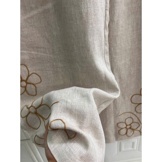 JUNE LINEN-QD07 Quần tây nữ 100% Linen, thêu chân, định lượng 200gsm, ống rộng. Chưa washed.