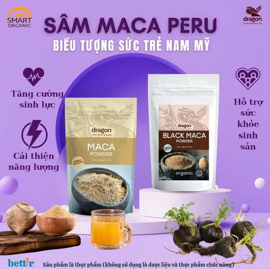 Bột Maca đen/ vàng hữu cơ Dragon Superfoods - xuất xứ Peru