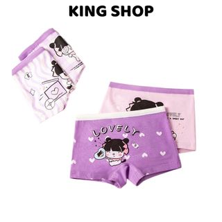 Combo 4 Quần Lót Đùi Cotton Hoạt Hình Cho Bé Gái, Quần Chip Siêu Mềm Nhẹ Chống Hằn King Shop L-8029