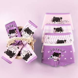 Combo 4 Quần Lót Đùi Cotton Hoạt Hình Cho Bé Gái, Quần Chip Siêu Mềm Nhẹ Chống Hằn King Shop L-8029