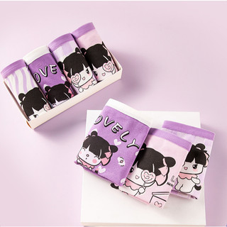 Combo 4 Quần Lót Đùi Cotton Hoạt Hình Cho Bé Gái, Quần Chip Siêu Mềm Nhẹ Chống Hằn King Shop L-8029