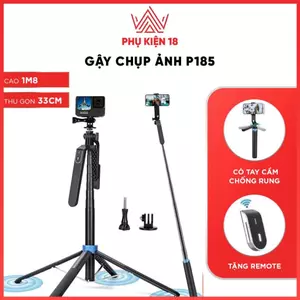 Gậy chụp ảnh 4 chân P185 - Tripod điện thoại livestream, quay phim, chụp ảnh kéo dài 180cm, có remote