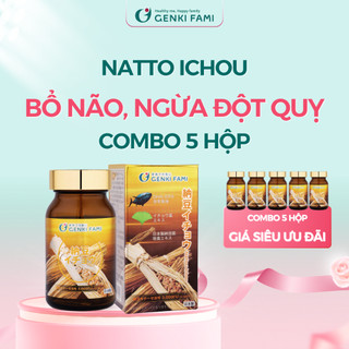 TPBVSK Combo Viên Uống Bổ Não, Ngừa Đột Quỵ Tai Biến, Giúp Ngủ Ngon Nattokinase 3000FU Natto Ichou Genki Fami Nhật Bản