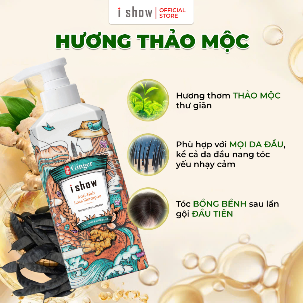 Ảnh Dầu Gội Gừng I SHOW Dưỡng Tóc Chắc Khoẻ Kiềm Dầu Phồng Tóc Hỗ Trợ Mọc Tóc - Dầu Gội Thảo Dược I SHOW 4