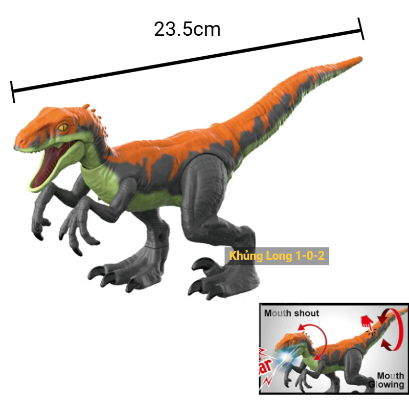 Khủng Long Raptor Đen Cam Mô Hình Có Đèn + Âm Thanh Cử Động Cơ Độc Đáo ...