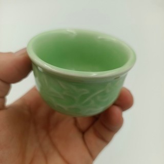 Chén uống Trà Không Quai Men Xanh Bát Tràng hàng đẹp