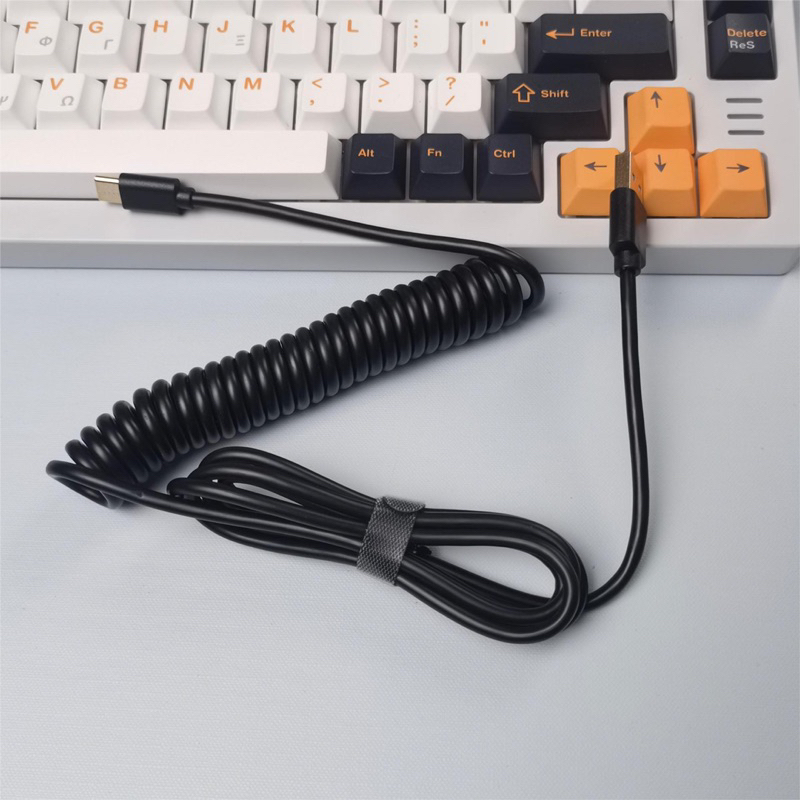 Dây cáp bàn phím cơ Type-C, lò xo xoắn dây dù cao cấp, trục nối trong suốt xã | BigBuy360 - bigbuy360.vn