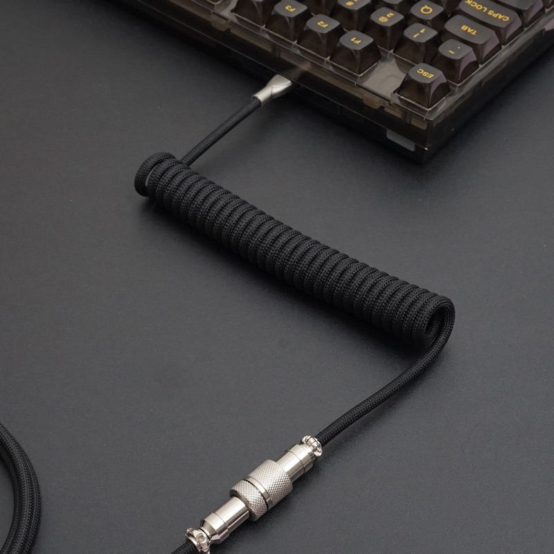 Dây cáp bàn phím cơ Type-C, lò xo xoắn dây dù cao cấp, trục nối trong suốt xã | BigBuy360 - bigbuy360.vn