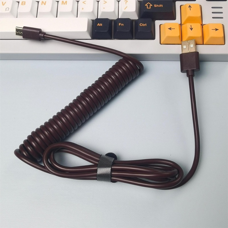 Dây cáp bàn phím cơ Type-C, lò xo xoắn dây dù cao cấp, trục nối trong suốt xã | BigBuy360 - bigbuy360.vn