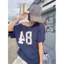 Áo Thun Nữ Dáng Rộng Lệch Vai, Áo Cộc Tay In Số 84 Cổ Lệch Chất Thun Cotton Dày Dặn Form Rộng Cho Nữ