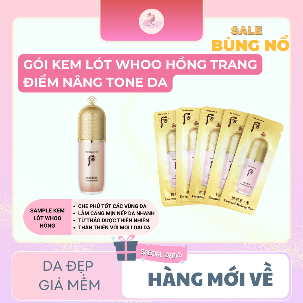10 Gói kem lót WHOO HỒNG trang điểm nâng tone da sáng hồng The History Of Whoo Gongjinhyang Mi Essential Makeup 1m | BigBuy360 - bigbuy360.vn