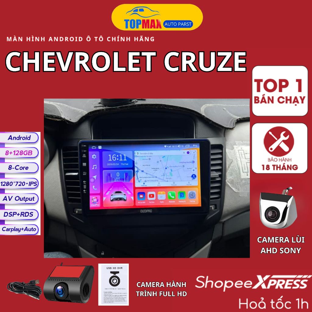 Màn Hình Android Ô Tô 9 inch Chevrolet Cruze chính hãng, điều khiển ...