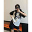 Set bộ đồ nữ mùa hè , Bộ cộc nữ mùa hè hoạt hình phối raglan màu đen xám, đồ bộ mặc nhà, mặc đi chơi hè siêu mát