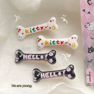 IK Kẹp Tóc Hình Xương In Chữ Dễ Thương Phong Cách Hàn Quốc K302