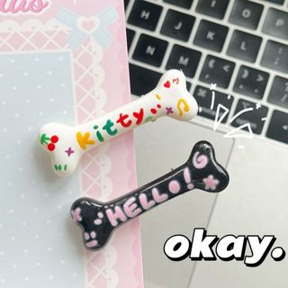 IK Kẹp Tóc Hình Xương In Chữ Dễ Thương Phong Cách Hàn Quốc K302