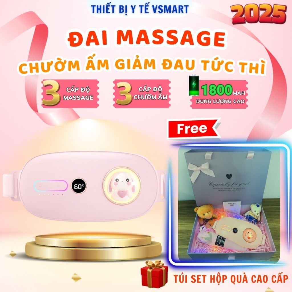 Máy Mát Xa Giảm Đau Bụng Kinh Tử Cung Bạn Gái, Đai Bụng Kinh Máy Chườm Ấm Bụng Giảm Đau Lưng Tức Thì