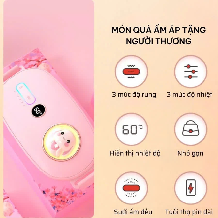 Máy Mát Xa Giảm Đau Bụng Kinh Tử Cung Bạn Gái, Đai Bụng Kinh Máy Chườm Ấm Bụng Giảm Đau Lưng Tức Thì