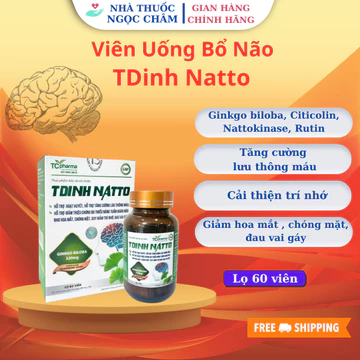 Viên Uống Bổ Não TDINH NATTO giúp cải thiện trí nhớ, rối loạn tiền đình Lọ 30v, lọ 60v