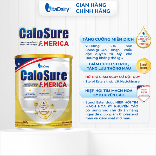 Ảnh Sữa bột Calosure America 800g vị thanh nhẹ - VitaDairy 1