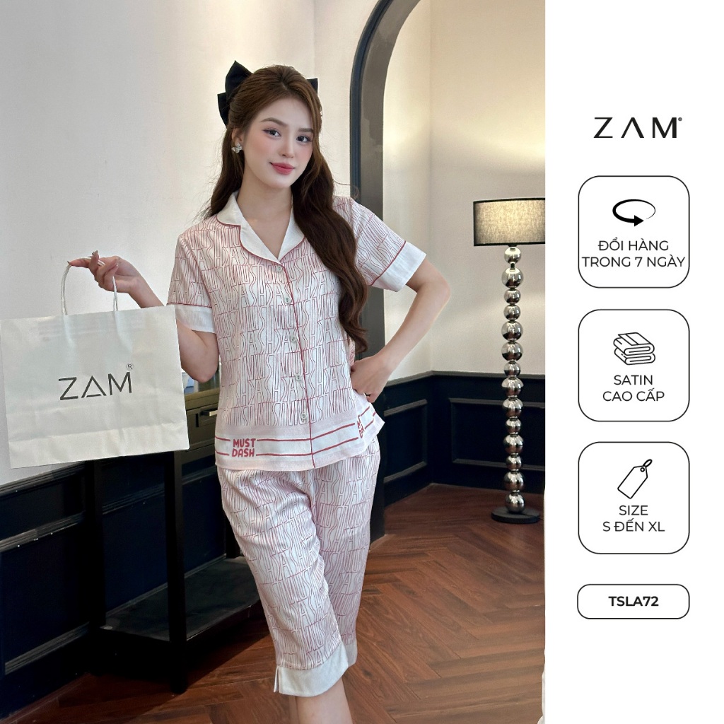 Ảnh BỘ MẶC NHÀ ZAM - TSLA72 - BỘ NGẮN TAY QUẦN LỬNG  MUST DASH HỒNG 1