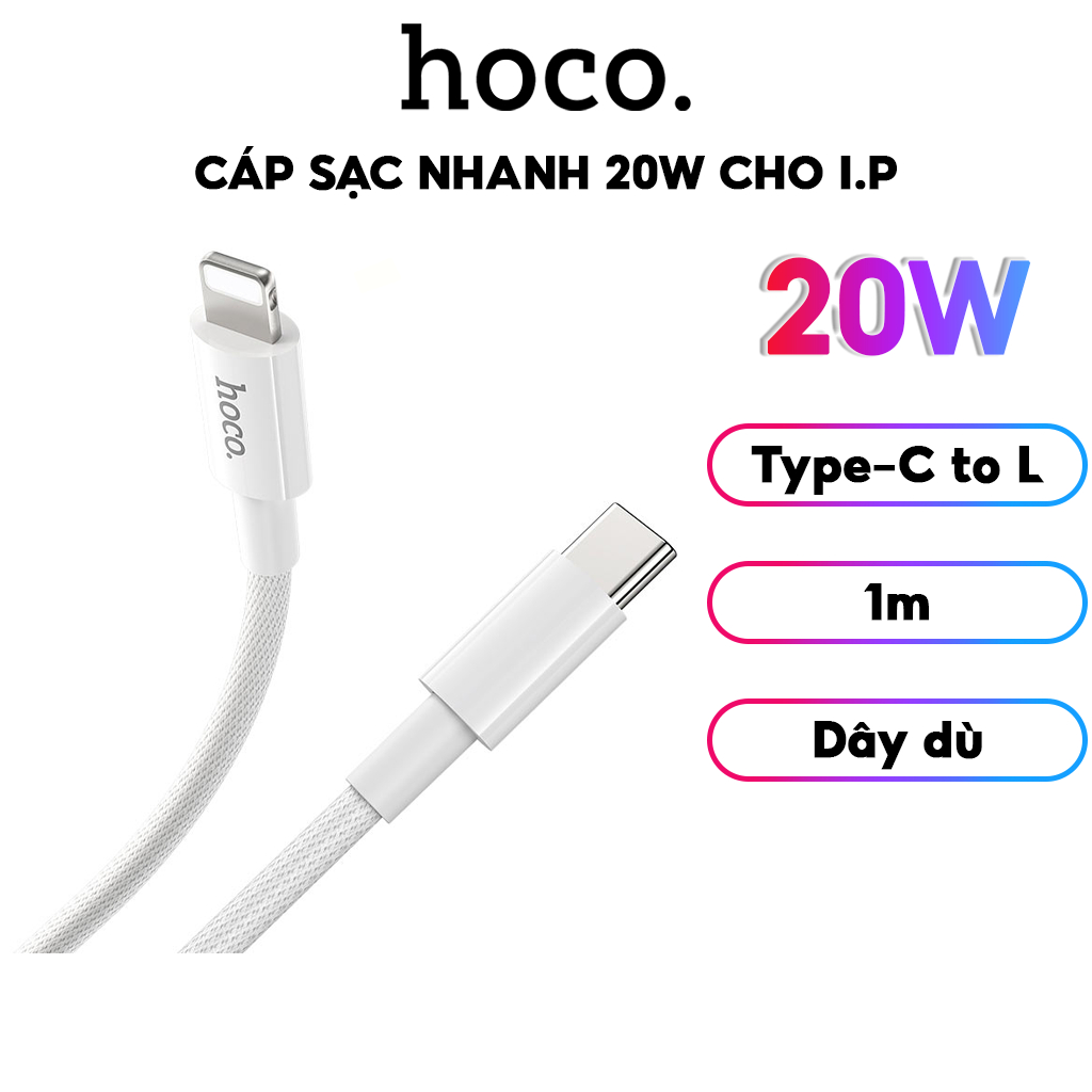 Ảnh Cáp Sạc Nhanh 20W Chính Hãng Hoco Dây Dù - Truyền Tải Dữ Liệu Tốt Dành Cho 7-8-X-XR-XSM-11-12-13-14 1