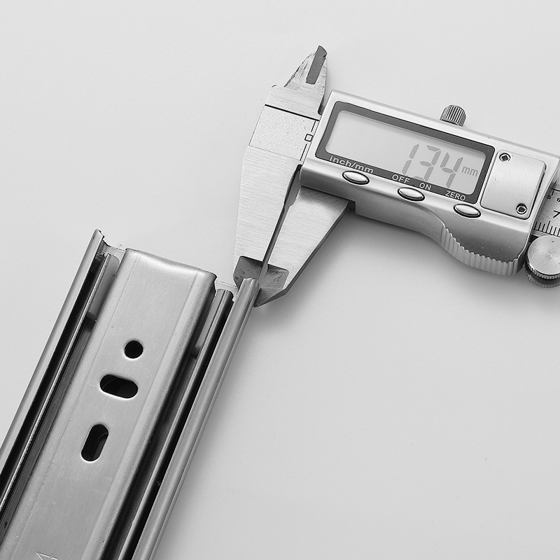 Ray trượt ngăn kéo, Ray bi trượt 3 tầng Thép/INOX SUS304 có giảm chấn  - Lắp ngăn kéo hộc tủ (1 cặp)