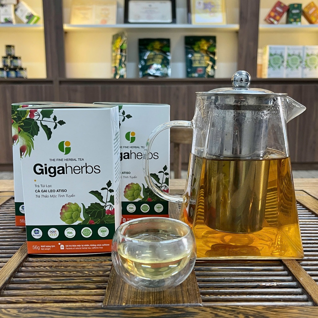 Trà túi lọc Mát Gan -  Cà Gai Leo Atiso Giga Herbs - giúp mát gan,lợi tiểu hộp 56gr (20 gói)