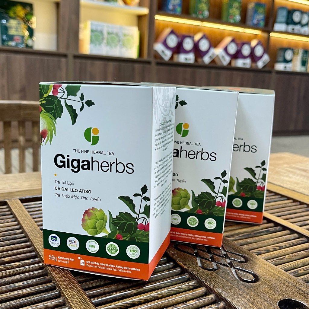 Trà túi lọc Mát Gan -  Cà Gai Leo Atiso Giga Herbs - giúp mát gan,lợi tiểu hộp 56gr (20 gói)
