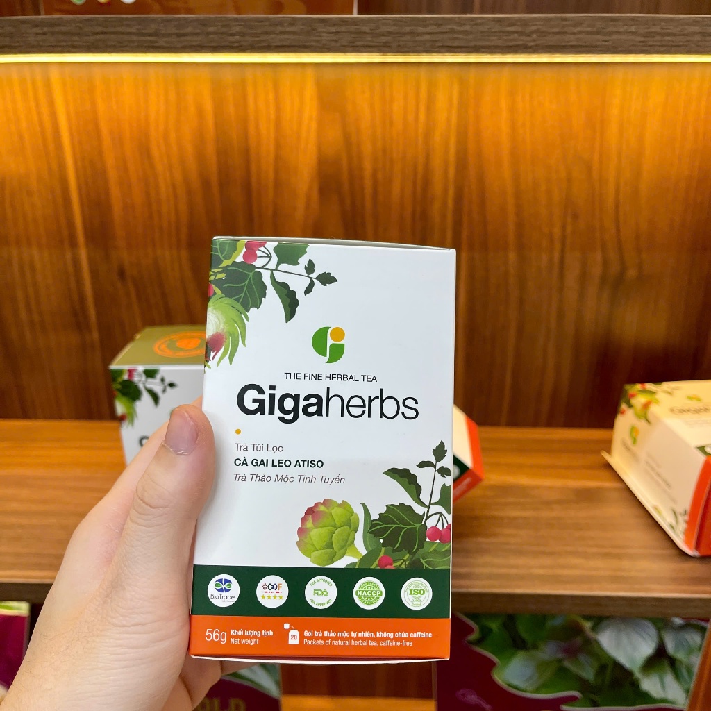 Trà túi lọc Mát Gan -  Cà Gai Leo Atiso Giga Herbs - giúp mát gan,lợi tiểu hộp 56gr (20 gói)