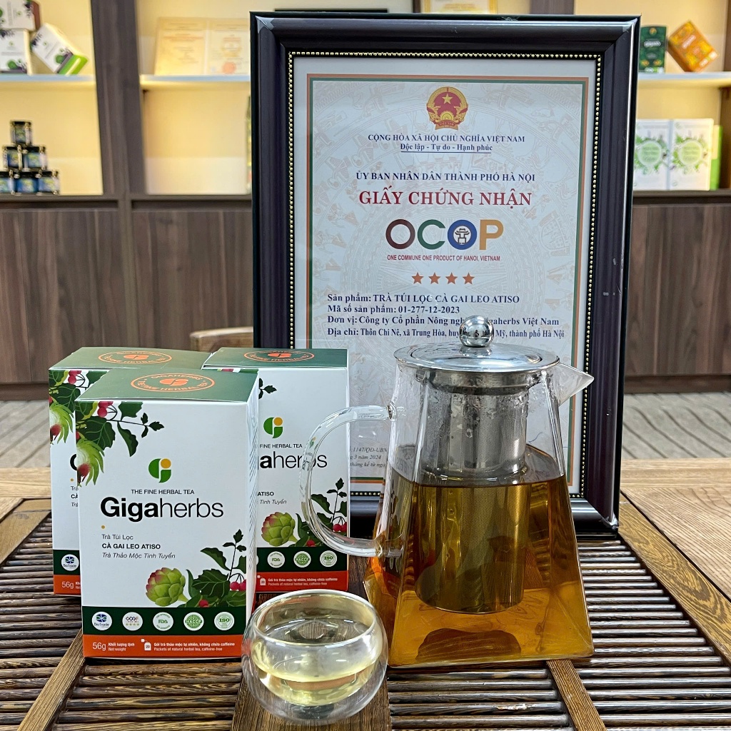 Trà túi lọc Mát Gan -  Cà Gai Leo Atiso Giga Herbs - giúp mát gan,lợi tiểu hộp 56gr (20 gói)
