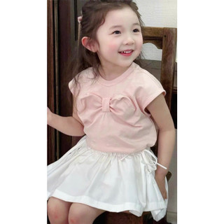 [B&G] Sét áo hồng sát nách nơ xinh kèm quần giả váy hàn quốc cho bé gái 10-40 tuổi(1-10 tuổi)