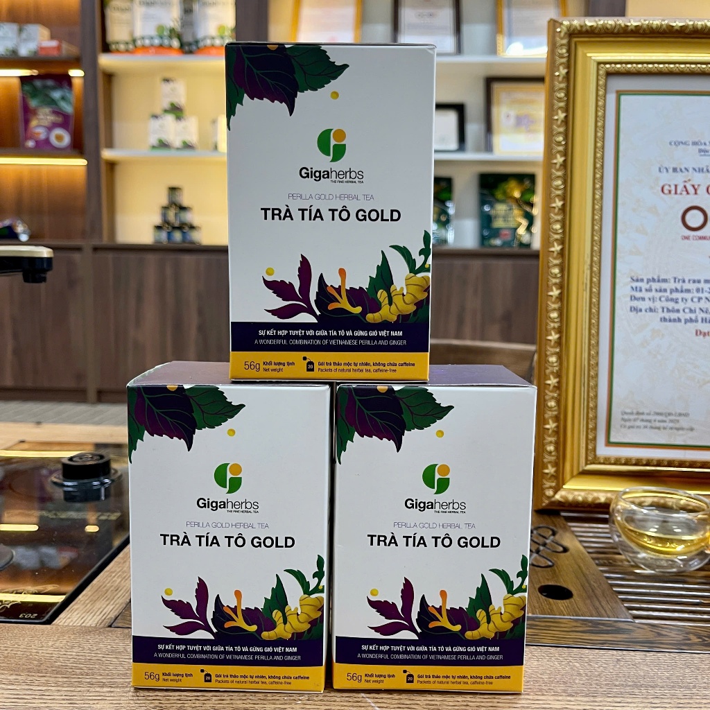 Trà Túi Lọc Trà Tía Tô Gold GIGAHERBS - hỗ trợ gút, làm đẹp da (Hộp 20 gói)