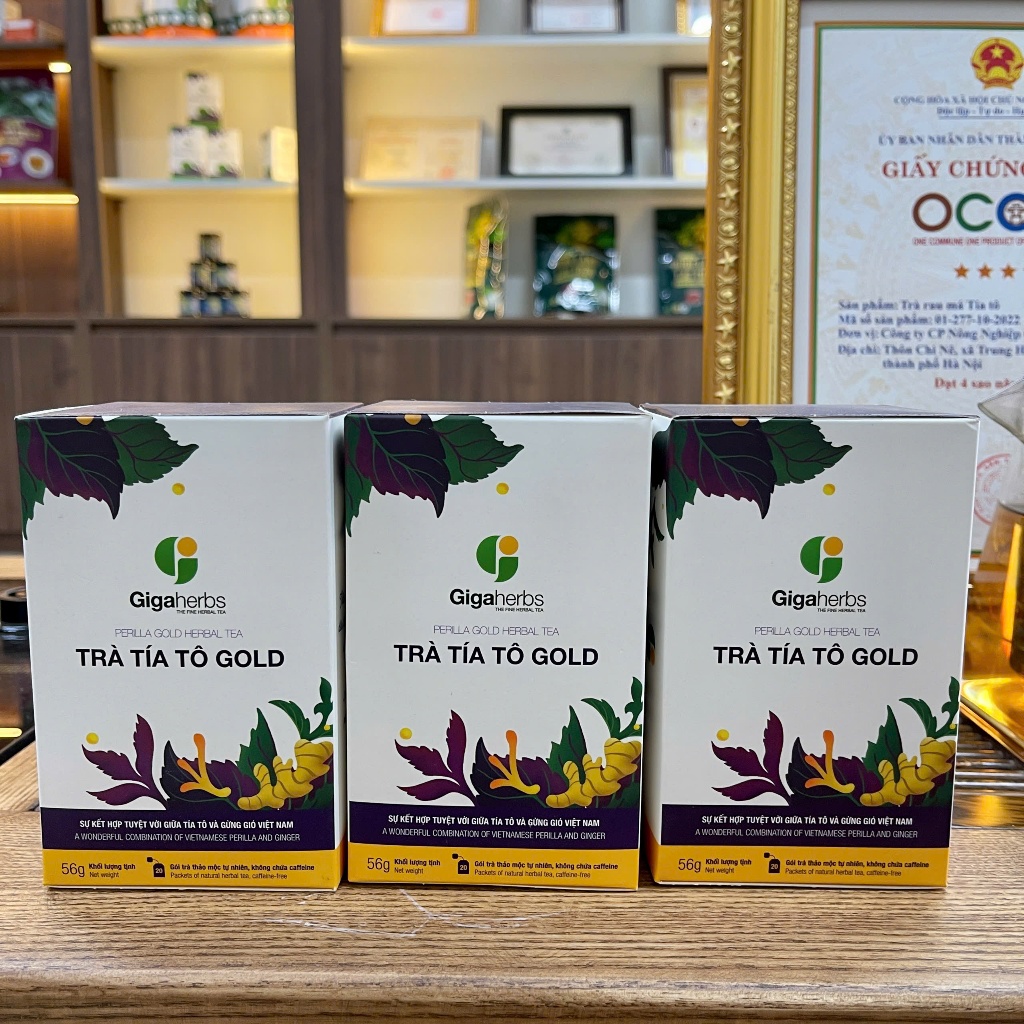 Trà Túi Lọc Trà Tía Tô Gold GIGAHERBS - hỗ trợ gút, làm đẹp da (Hộp 20 gói)