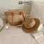 Combo Túi Mũ Cói Quai Da Sành Điệu, Mũ Đai Da Sang Trọng Kiểu Dáng Vintage Màu Nâu Be T16M01 LOPDOP