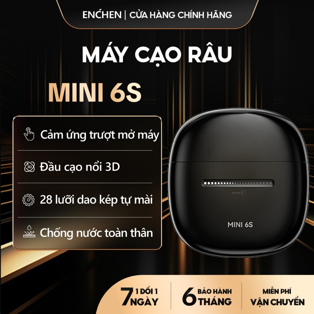 Ảnh Máy cạo râu Enchen Mini 6s, đầu cạo nổi 28 lưỡi dao kép tự mài, chống nước toàn thân - BH 6 tháng 1