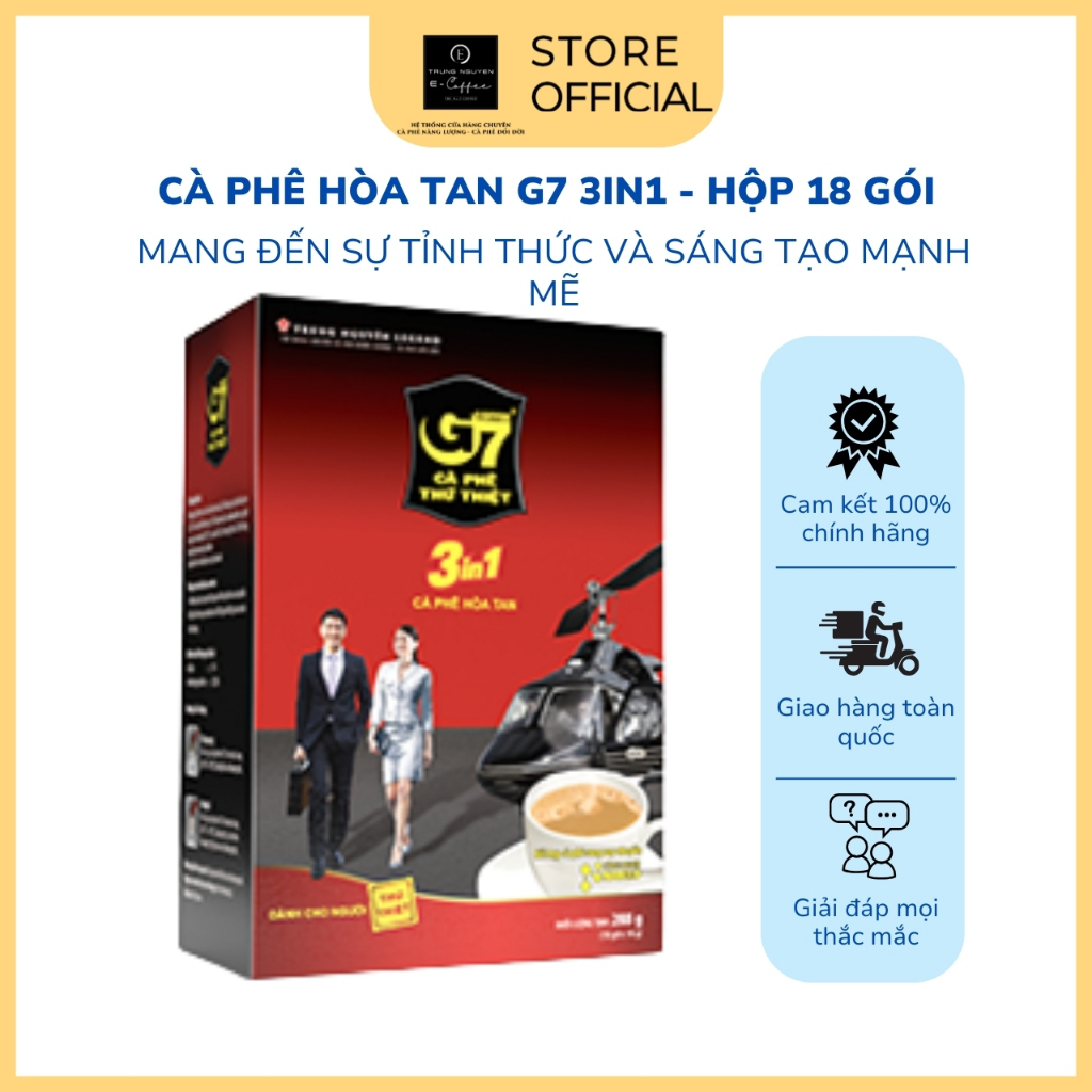 Cà Phê Hòa Tan G7 3in1 Trung Nguyên – Hộp 18 Gói – Cà Phê Sữa Hòa Tan Tiện Lợi, Đậm Vị Việt