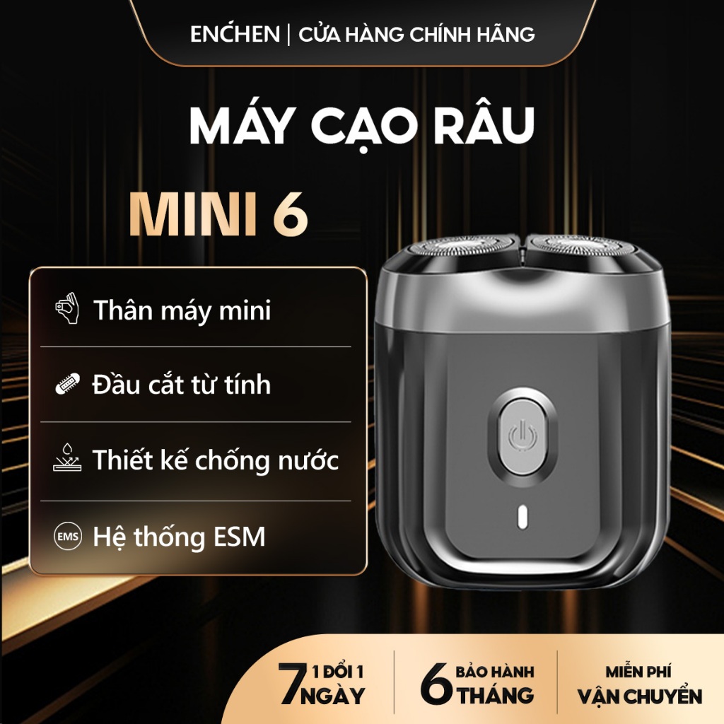 Ảnh Máy cạo râu Enchen Mini 6 lưỡi dao kép mỏng, chống nước IPX7, pin sử dụng đến 2 tháng - BH 6 tháng 1