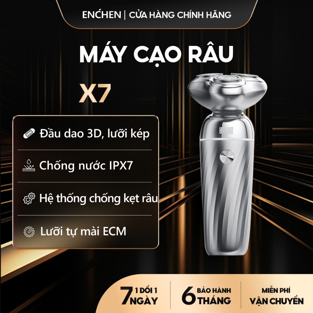 Ảnh Máy cạo râu Enchen X7 đầu cắt 3D chống nước IPX7, lưỡi dao tự mài, pin chờ 90 ngày - BH 6 tháng 1