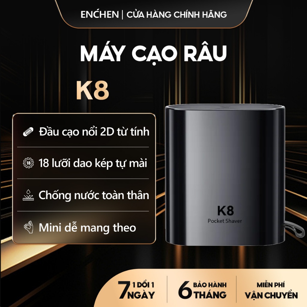 Ảnh Máy cạo râu Enchen K8 đầu cạo 2D chống nước, 18 lưỡi dao tự mài, pin dùng đến 60 ngày - BH 6 tháng 1