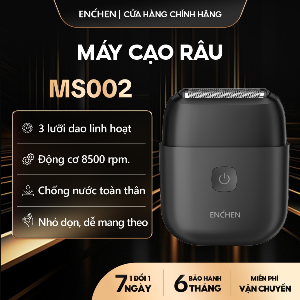 Ảnh Máy cạo râu Enchen Mini MS002 lưỡi dao linh hoạt, động cơ mạnh mẽ chống nước toàn thân - BH 6 tháng 1