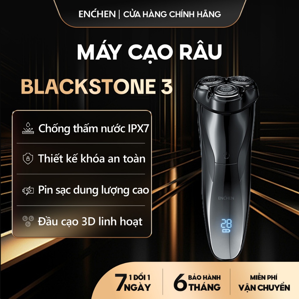 Ảnh Máy cạo râu Enchen Blackstone 3, máy cạo râu chống nước IPX7, pin sạc, lưỡi dao nổi 3D - BH 6 tháng 1