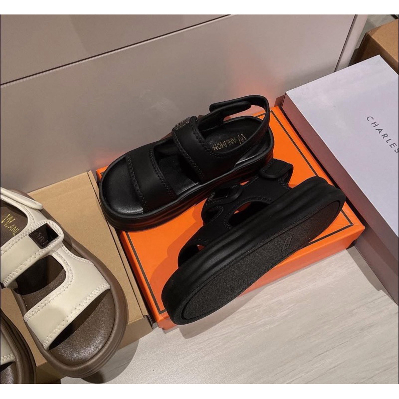 SANDAL QUAI DÁN ĐẾ BÁNH MÌ 4CM QC FULLBOX [SẴN]