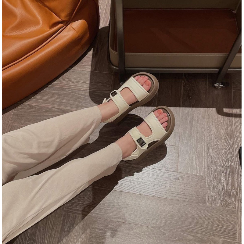 SANDAL QUAI DÁN ĐẾ BÁNH MÌ 4CM QC FULLBOX [SẴN]