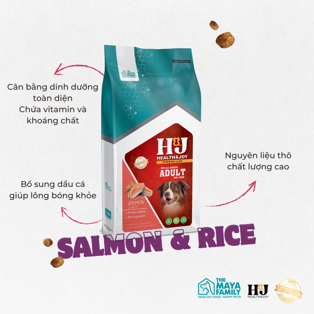 Ảnh Hạt cho chó HJ PREMIUM SALMON, RICE ADULT DOG - Cá hồi, bò, gà - Bao 2kg 3