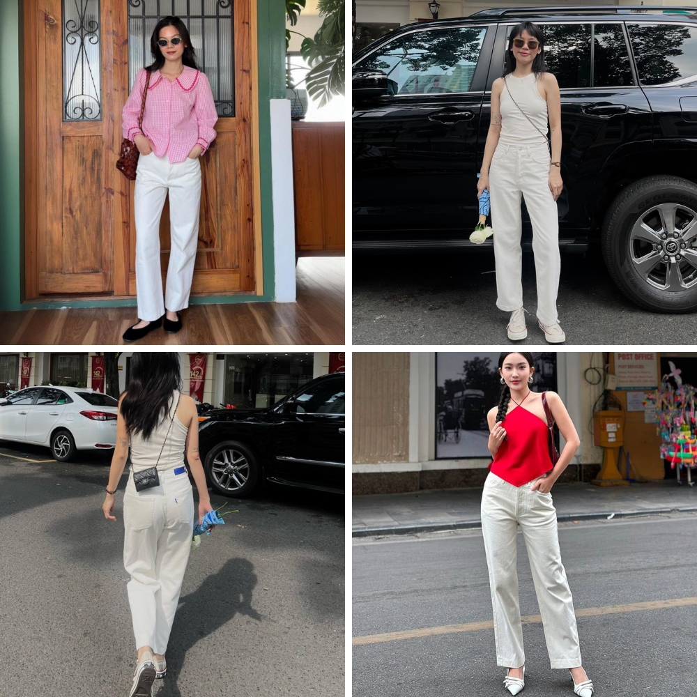 Ảnh TheBlueTshirt - Quần jeans lưng cao ống suông có nhiều màu wash cho nữ - The Original Dad Jeans 3