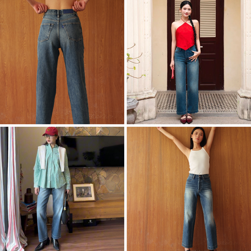 Ảnh TheBlueTshirt - Quần jeans lưng cao ống suông có nhiều màu wash cho nữ - The Original Dad Jeans 2