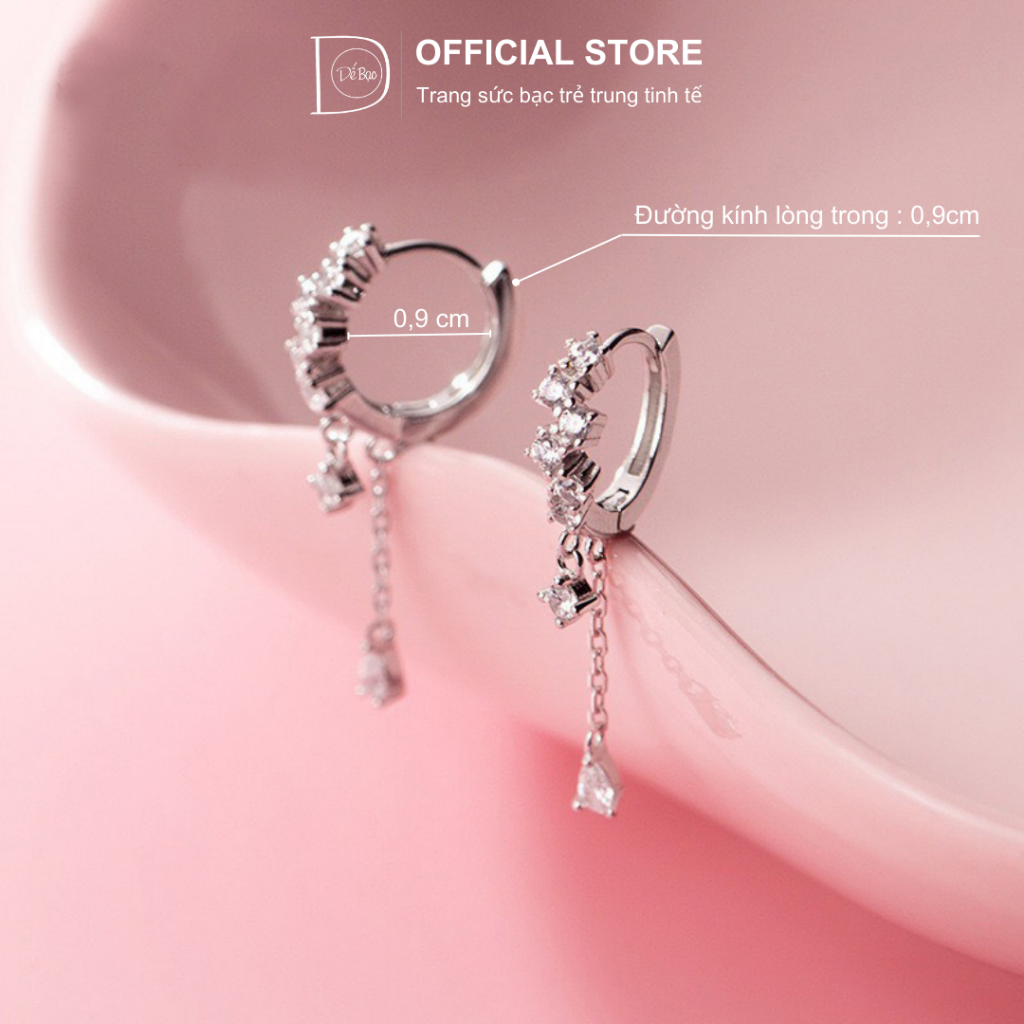 Ảnh Khuyên Tai Bạc Nữ DẾ BẠC 925 Đính Đá Lấp Lánh Kiểu Dáng Hàn Quốc Quà Tặng Người Yêu Bạn Gái K6023 1