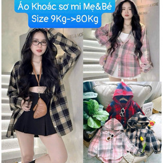 K20-[tomnaukids] Áo khoác Sơ Mi Mẹ và Bé Form đang Rộng Size từ 9-70Kg