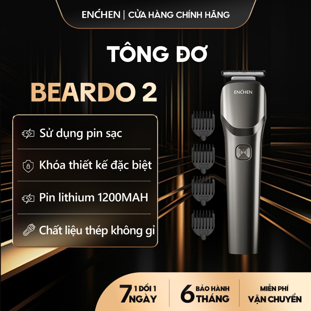 Ảnh Tông đơ cắt tóc Enchen Beardo 2 tốc độ cao, lưỡi thép không gỉ, tặng 4 cử tạo kiểu - BH 6 tháng 1
