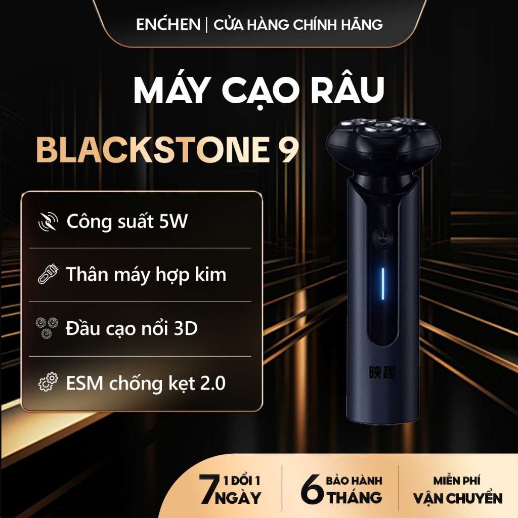 Ảnh Máy cạo râu Blackstone 9 Enchen hợp kim, 3 lưỡi dao kép 3D cạo sạch, chống nước IPX7 - BH 6 tháng 1